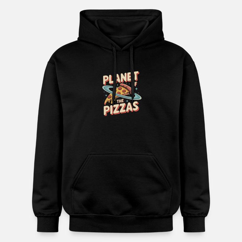 La planète des pizzas - Retro Pizza - Sweat à capuche Softstyle® Gildan Unisexe - noir