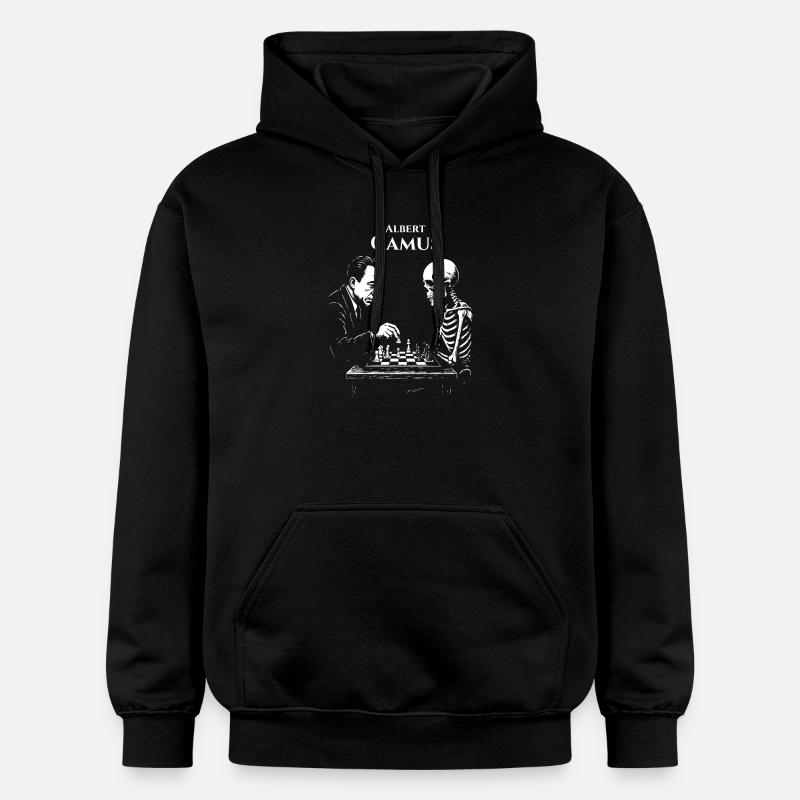 Albert Camus Existential Chess Duel - Gildan Unisex Softstyle® Midweight Hoodie - black