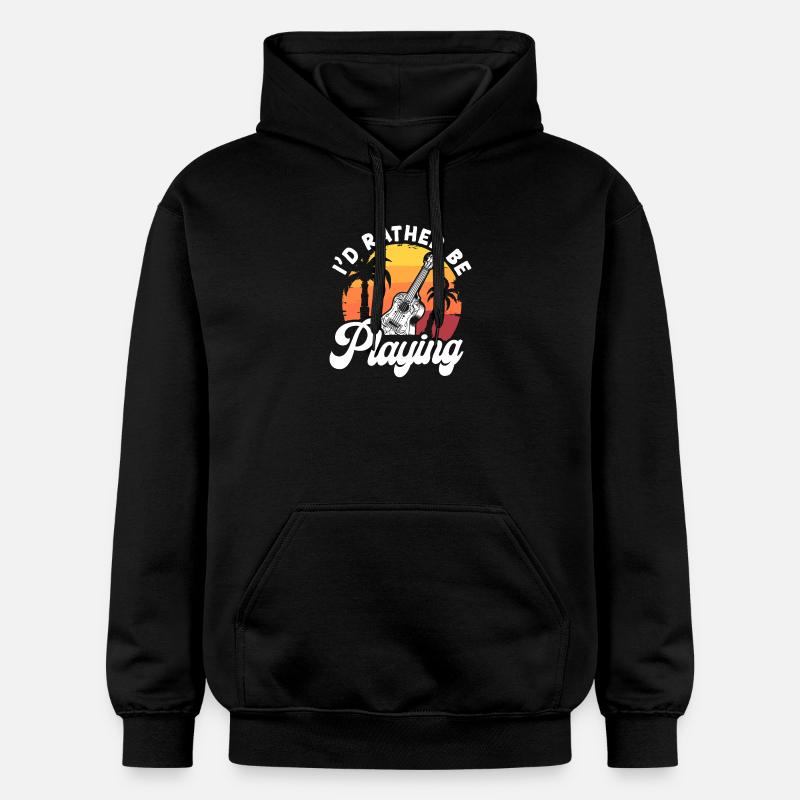 Ukulélé hawaïen Uke Je Préférerais Être - Sweat à capuche Softstyle® Gildan Unisexe - noir