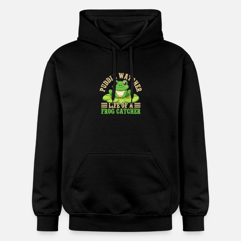 Grenouille Attrape-Grenouille Observatrice de Flaques - Sweat à capuche Softstyle® Gildan Unisexe - noir