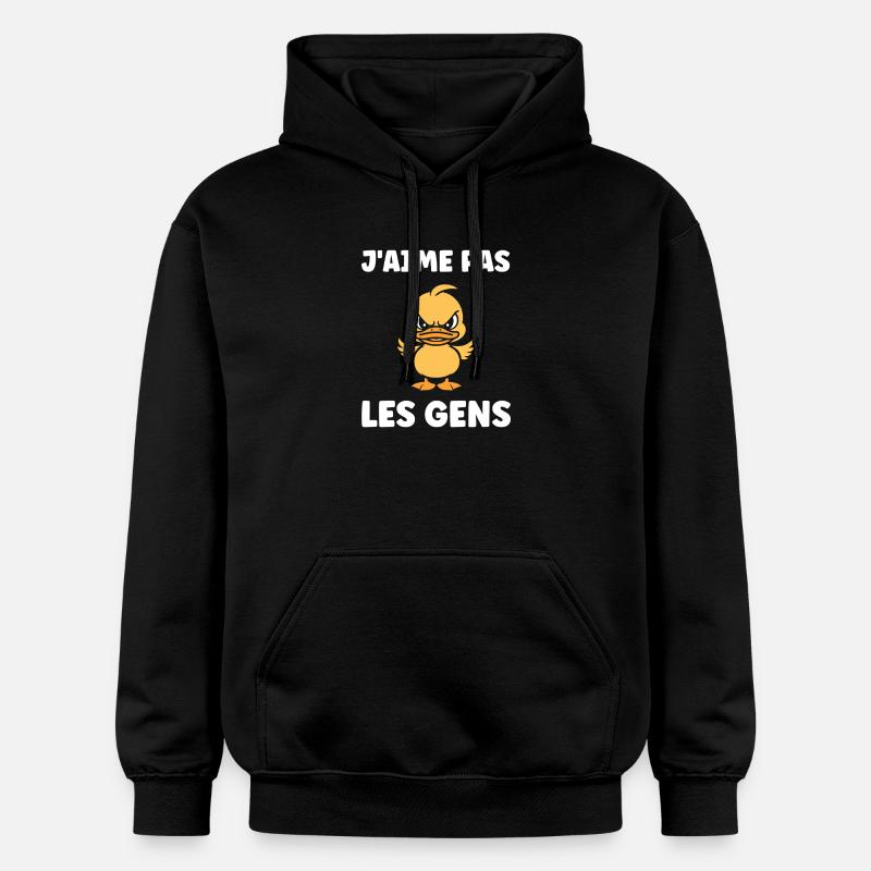 J'aime pas les gens canard - Sweat à capuche Softstyle® Gildan Unisexe - noir
