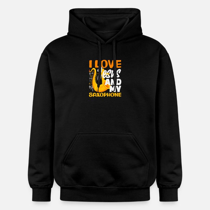 J’aime Jésus et mon saxophoniste - Sweat à capuche Softstyle® Gildan Unisexe - noir