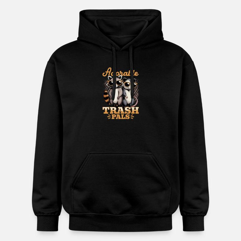 Opossum et raton laveur drôles - Sweat à capuche Softstyle® Gildan Unisexe - noir