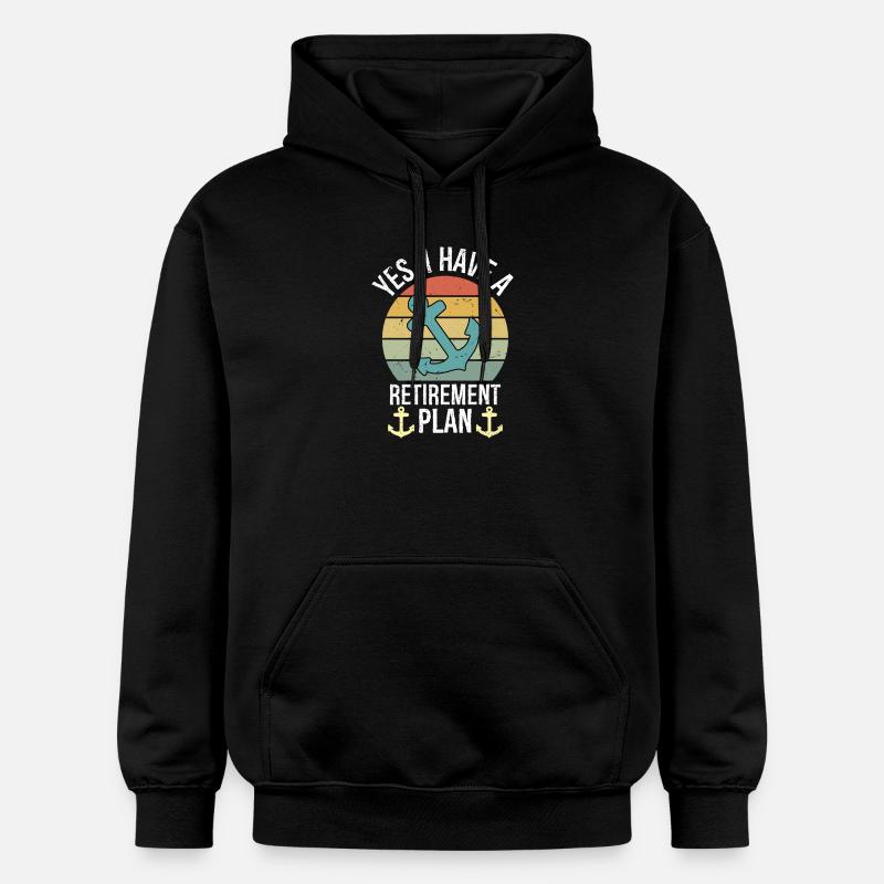 Plain Sailing Boat Retirement Plan Gift - Gildan Unisex Softstyle® Midweight Hoodie - Schwarz