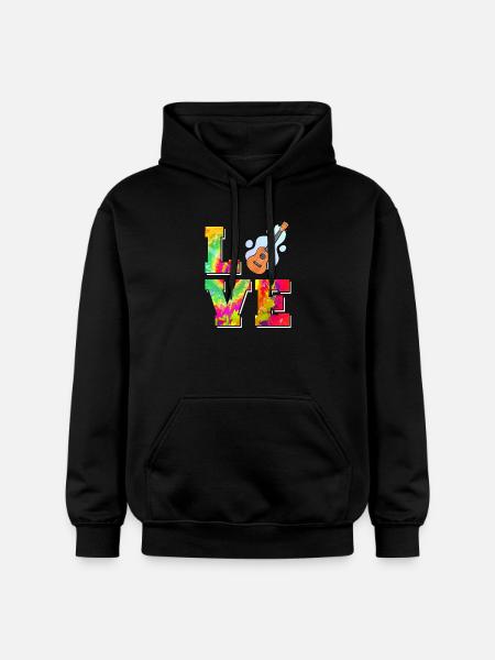 Hawaiian Ukulele Uke Tie Dye Love - Gildan Unisex Softstyle® Midweight Hoodie - black