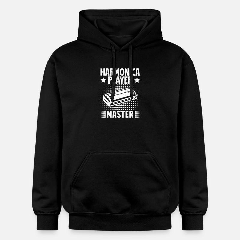 Harmonica Musican Player Master Harmonica - Gildan Unisex Softstyle® Midweight Hoodie - black