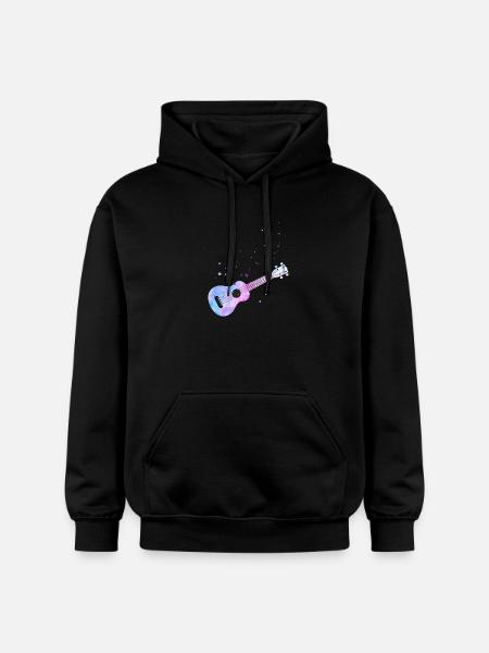 Aquarelle ukulélé hawaïen - Sweat à capuche Softstyle® Gildan Unisexe - noir