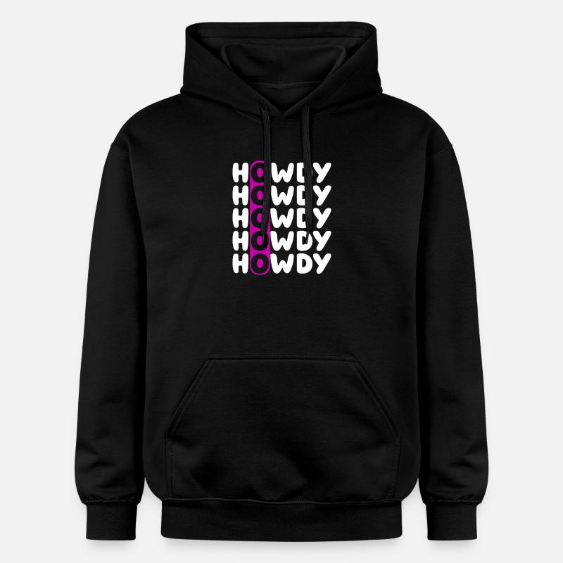 Howdy Repeat O Western Pattern - Gildan Unisex Softstyle® Midweight Hoodie - black