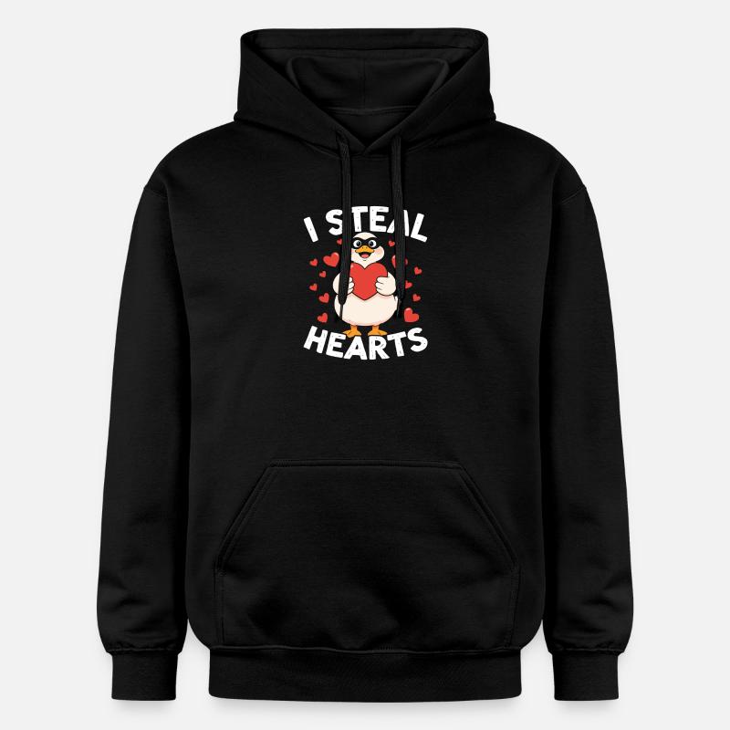 Je vole l’oie de cœur - Sweat à capuche Softstyle® Gildan Unisexe - noir