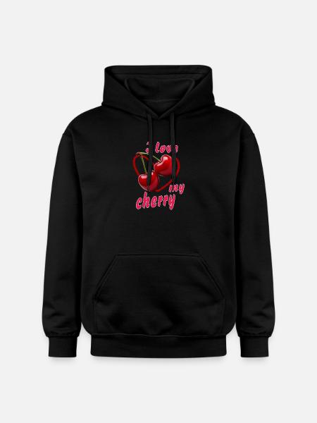CHERRIES I love my cherry - Gildan Unisex Softstyle® Midweight Hoodie - black