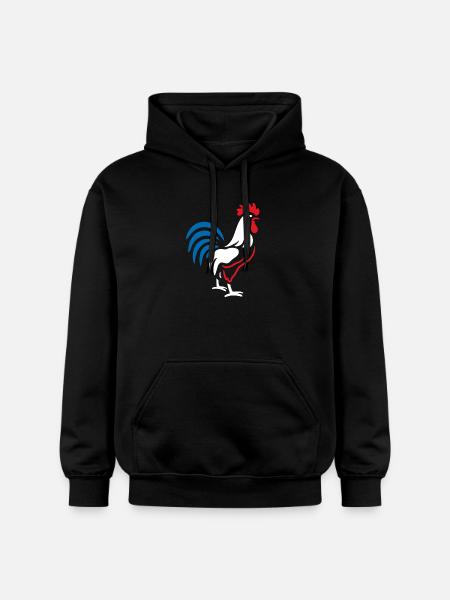 Vibrant blue red rooster - Gildan Unisex Softstyle® Midweight Hoodie - black