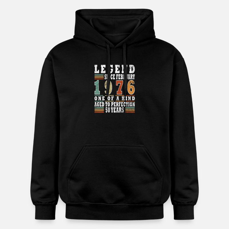 Février 1976 Jubilé 1976 Légendes Février - Sweat à capuche Softstyle® Gildan Unisexe - noir