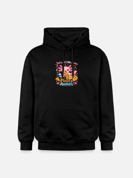 Pizza Axolotl Love Motif - Gildan Unisex Softstyle® Midweight Hoodie - black