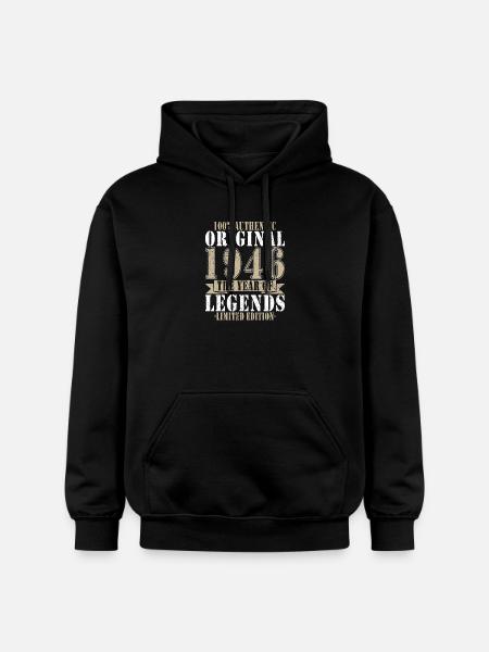 Born in 1946 Birthday - Gildan Unisex Softstyle® Midweight Hoodie - black