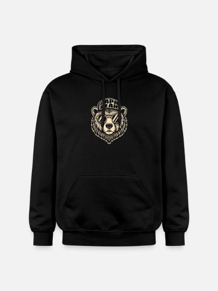 Papa Bear logo with sunglasses - Gildan Unisex Softstyle® Midweight Hoodie - black