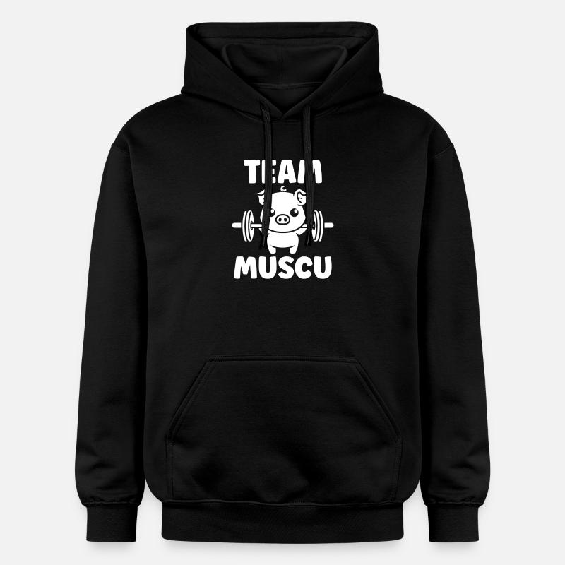 Team Muscu Cochon Haltères - Sweat à capuche Softstyle® Gildan Unisexe - noir