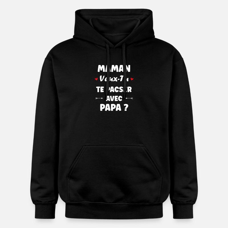 Maman Te Pacser Avec Papa - Sweat à capuche Softstyle® Gildan Unisexe - noir