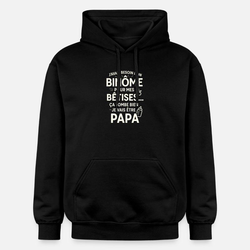 Papa Binôme Bêtises - Sweat à capuche Softstyle® Gildan Unisexe - noir