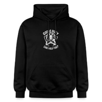 Betende Ziegengott ist beschäftigt - Gildan Unisex Softstyle® Midweight Hoodie - Schwarz - Vorne - Marisol (170cm) & Nik (191cm)