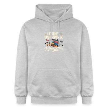 Travel and backpack clothing for men and women - Gildan Unisex Softstyle® Midweight Hoodie - light heather grey - Front - Liana (172cm) & Jaron (178cm)