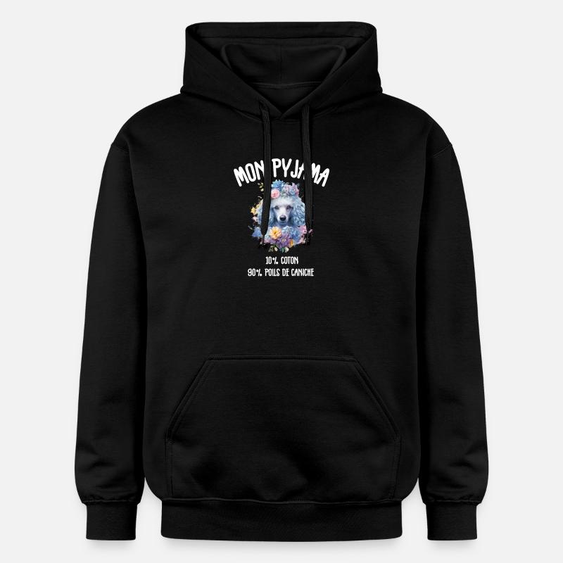 Pyjama Chien Caniche Humour - Sweat à capuche Softstyle® Gildan Unisexe - noir