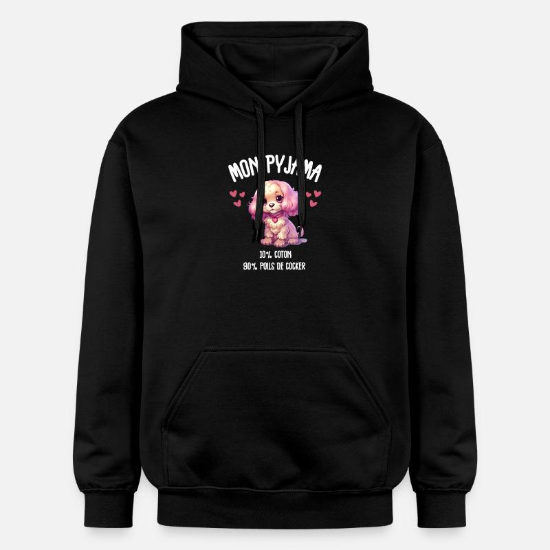 Pyjama Chien Cocker Drôle - Sweat à capuche Softstyle® Gildan Unisexe - noir