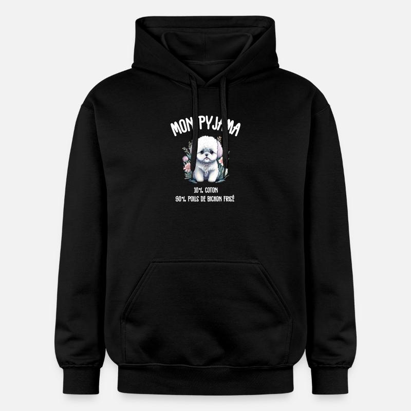 Pyjama Drôle Chien Bichon - Sweat à capuche Softstyle® Gildan Unisexe - noir