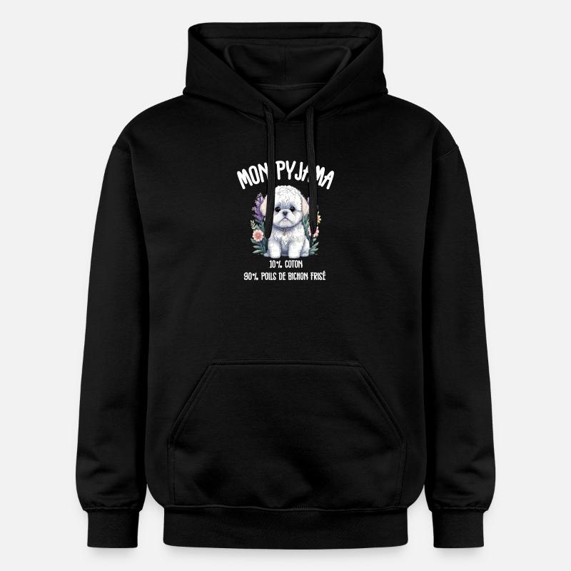 Pyjama Drôle Chien Bichon - Sweat à capuche Softstyle® Gildan Unisexe - noir