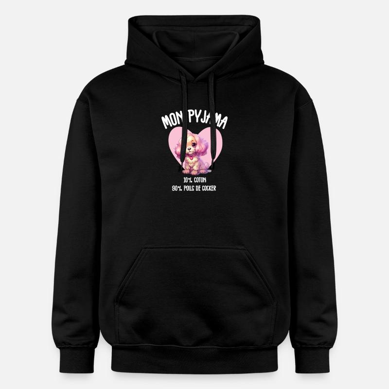 Pyjama Chien Cocker Drôle - Sweat à capuche Softstyle® Gildan Unisexe - noir