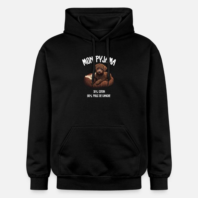 Pyjama Chien Caniche Humour - Sweat à capuche Softstyle® Gildan Unisexe - noir