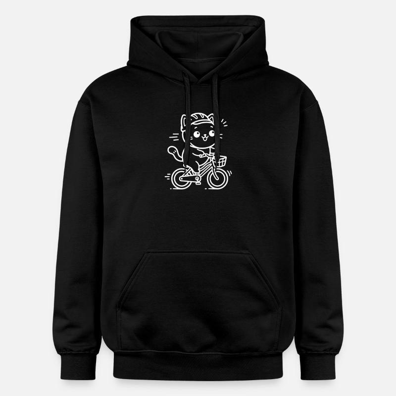 Cyclisme du chat de Kawaii - Sweat à capuche Softstyle® Gildan Unisexe - noir
