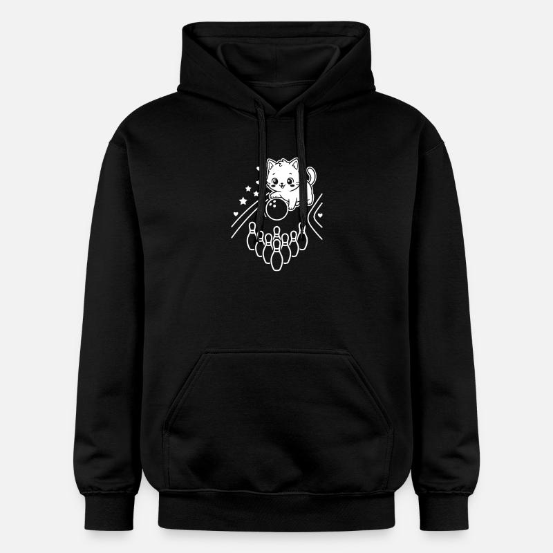 Kawaii Cat Bowling - Sweat à capuche Softstyle® Gildan Unisexe - noir