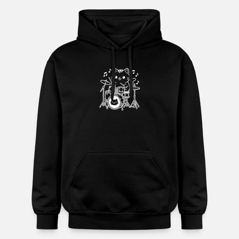 Batteur Kawaii Cat - Sweat à capuche Softstyle® Gildan Unisexe - noir