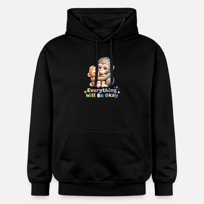 Alles wird gut, Affen-Duo - Gildan Unisex Softstyle® Midweight Hoodie - Schwarz