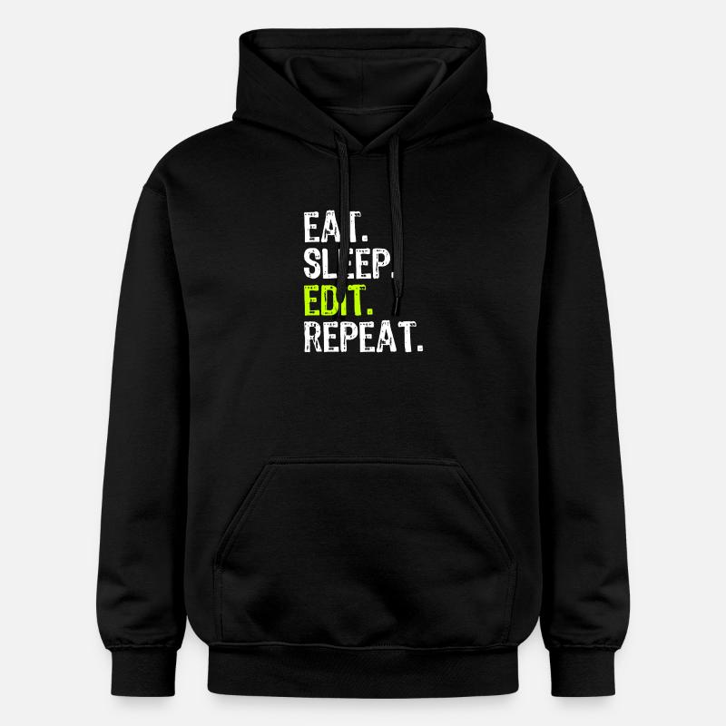 Mange, dors, édite, répète - Sweat à capuche Softstyle® Gildan Unisexe - noir