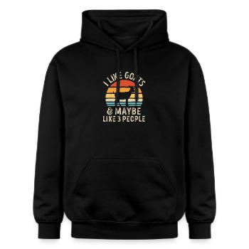 Ziegen-Sonnenuntergang-Meme-Tee - Gildan Unisex Softstyle® Midweight Hoodie - Schwarz - Vorne - Marisol (170cm) & Nik (191cm)