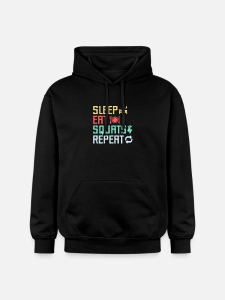 Fitness Fanatics Sleep Eat Squats Repeat - Gildan Unisex Softstyle® Midweight Hoodie - black