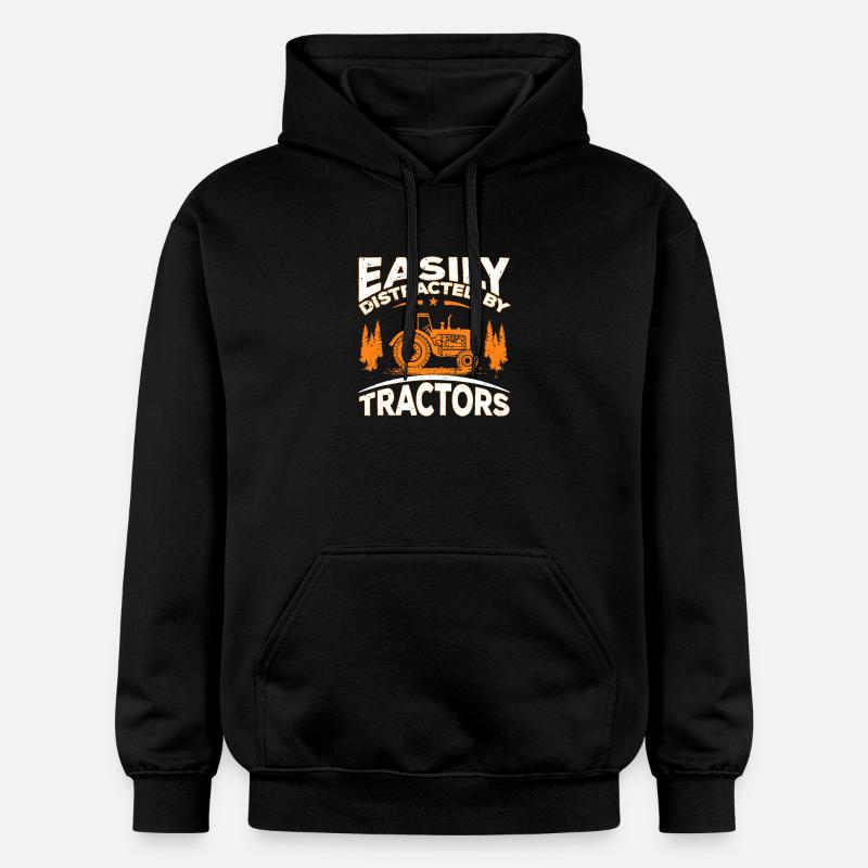 Facilement distrait par les tracteurs - Sweat à capuche Softstyle® Gildan Unisexe - noir