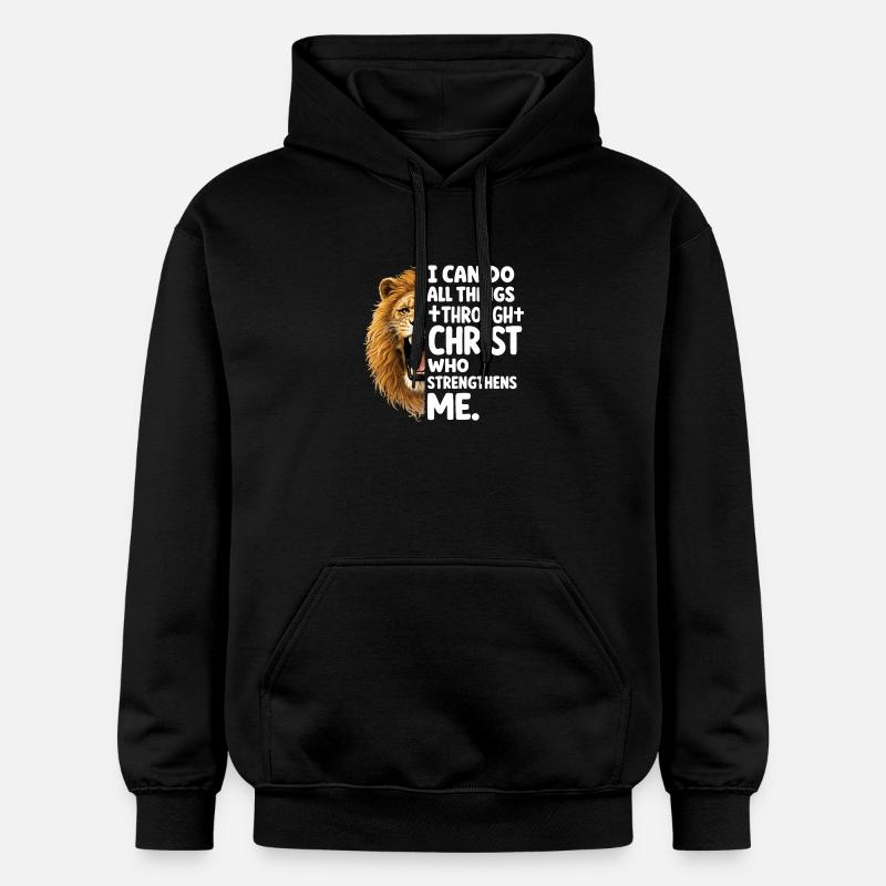 Löwe der Stärke durch Christus - Gildan Unisex Softstyle® Midweight Hoodie - Schwarz