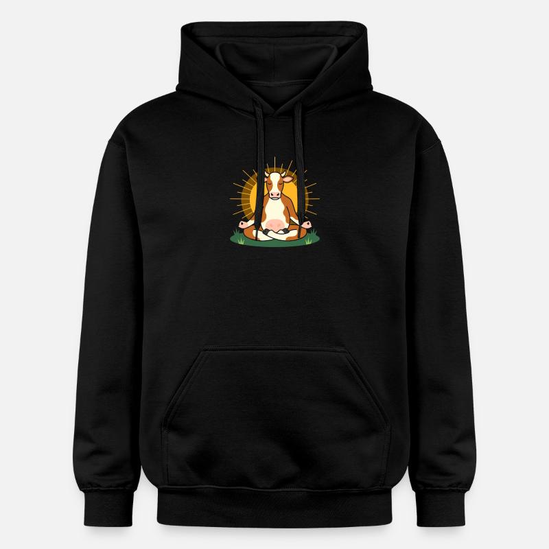Vache de méditation du soleil - Sweat à capuche Softstyle® Gildan Unisexe - noir