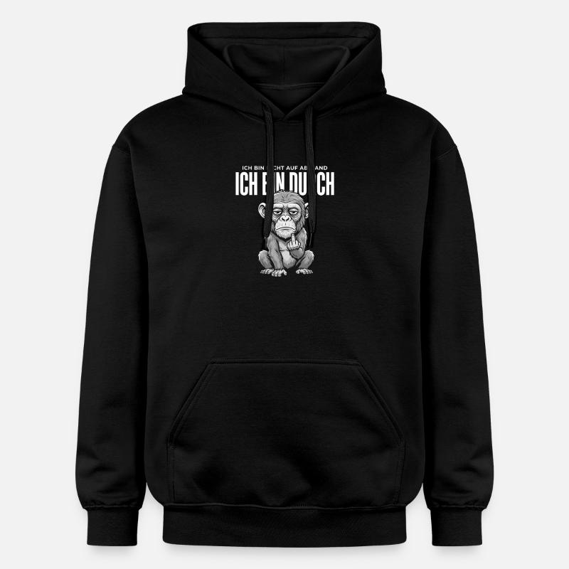 Affe Mittelfinger – Ich bin durch - Gildan Unisex Softstyle® Midweight Hoodie - Schwarz
