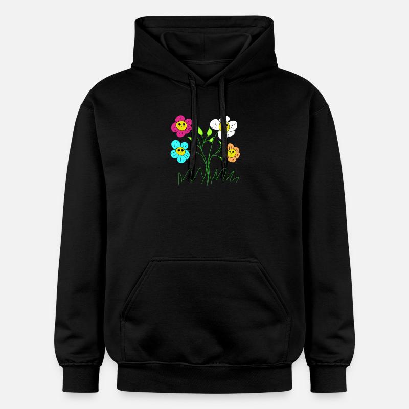 Fleurs joyeuses du jardin - Sweat à capuche Softstyle® Gildan Unisexe - noir