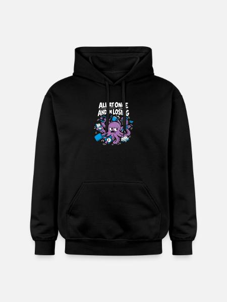 Funny Octopus Overstimulated - Gildan Unisex Softstyle® Midweight Hoodie - black