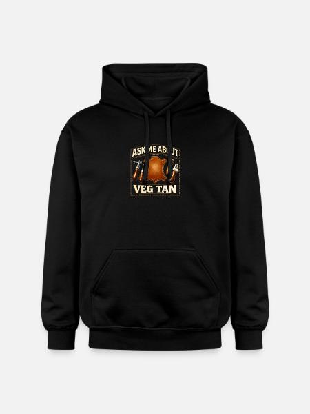 Fråga mig om vegetiskt solbränna | Läderhantverk - Gildan luvtröja unisex Softstyle® Midweight - svart