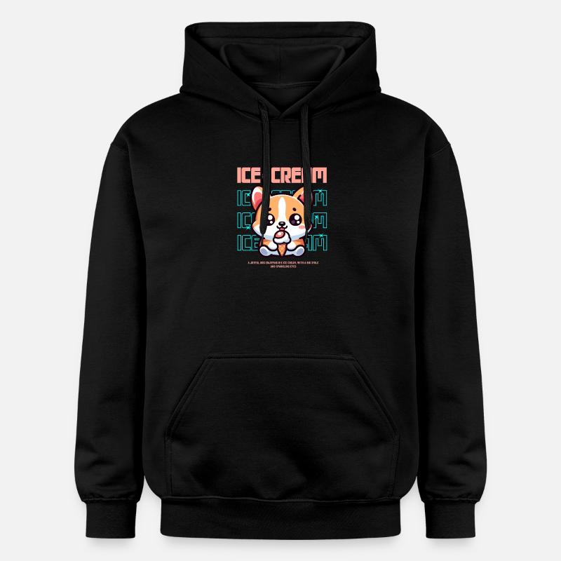 Petit chiot glace mignon - Sweat à capuche Softstyle® Gildan Unisexe - noir