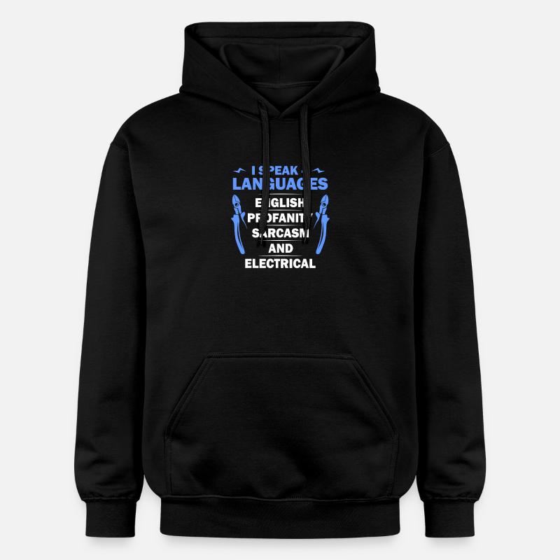 Languages, Sarcasm & Electrical Tee - Gildan Unisex Softstyle® Midweight Hoodie - black