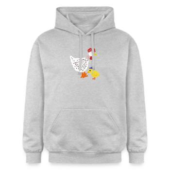 Poulet coloré avec poussins enfants de Pâques - Sweat à capuche Softstyle® Gildan Unisexe - gris clair chiné - Devant - Liana (172cm) & Jaron (178cm)