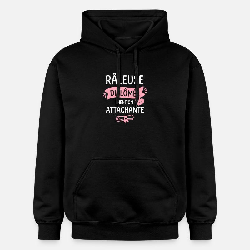 Râleuse Diplômée Mention Attachante - Sweat à capuche Softstyle® Gildan Unisexe - noir