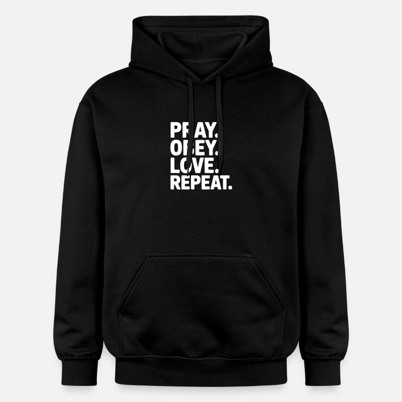 Prie. Obéis. Aime. Répète. - Sweat à capuche Softstyle® Gildan Unisexe - noir