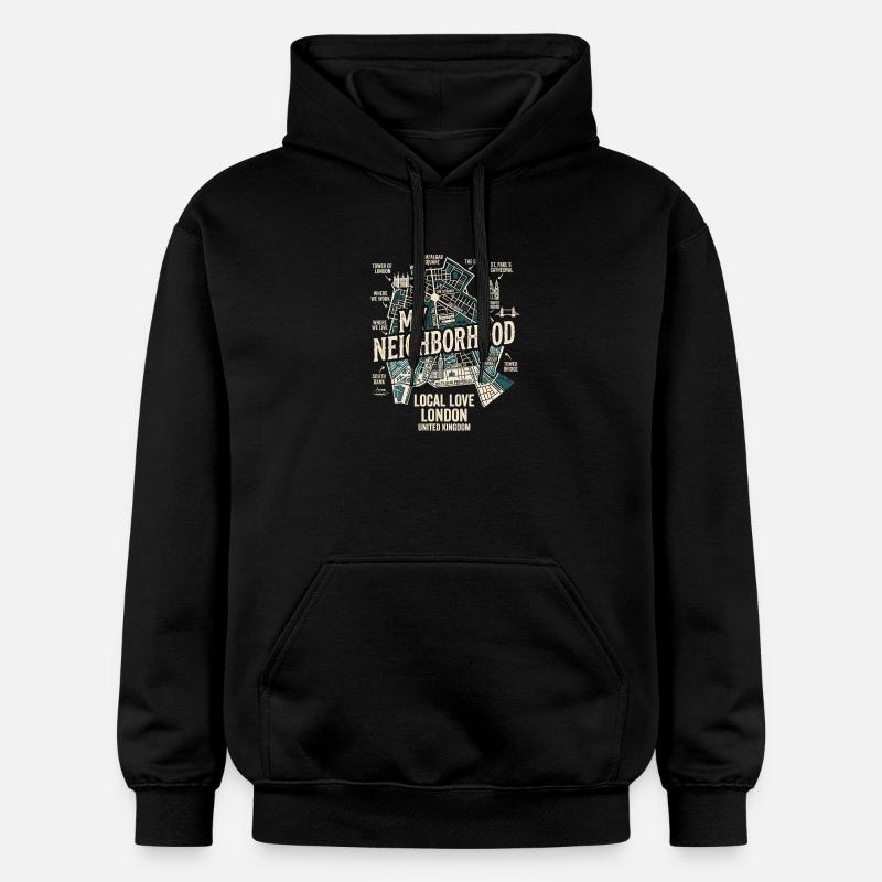 Londres : mon quartier - Sweat à capuche Softstyle® Gildan Unisexe - noir